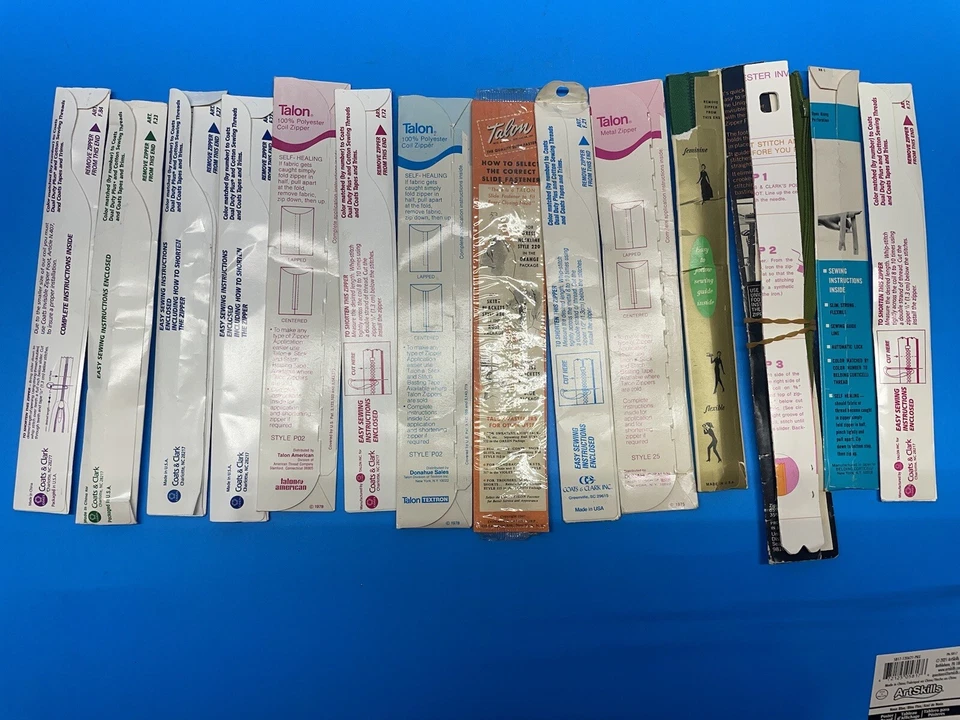 Vintage set of new 14 zippers: all-purpose, jeans, invisible, polyester - Image 2 of 4