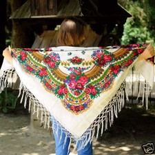 Ukrainian shawl with fringes, traditional scarf, hustka platok 125 125, 12 model