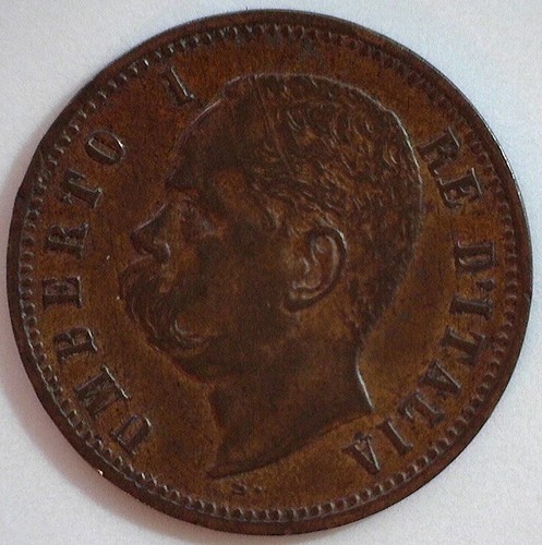 1897R Italy 2 Centesimi Copper Coin Umberto I Extra Fine 1897 R 2 Cents XF - Picture 2 of 2