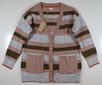 FAT FACE LILY STRIPE ALPACA WOOL KNIT V-NECK CARDIGAN - GREY 970626 - WOMEN UK10