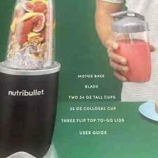 NutriBullet 900 Pro BONUS BOX NEW 2 24oz Cups, 1 32oz Colossal Cup & 3 Flip Lids