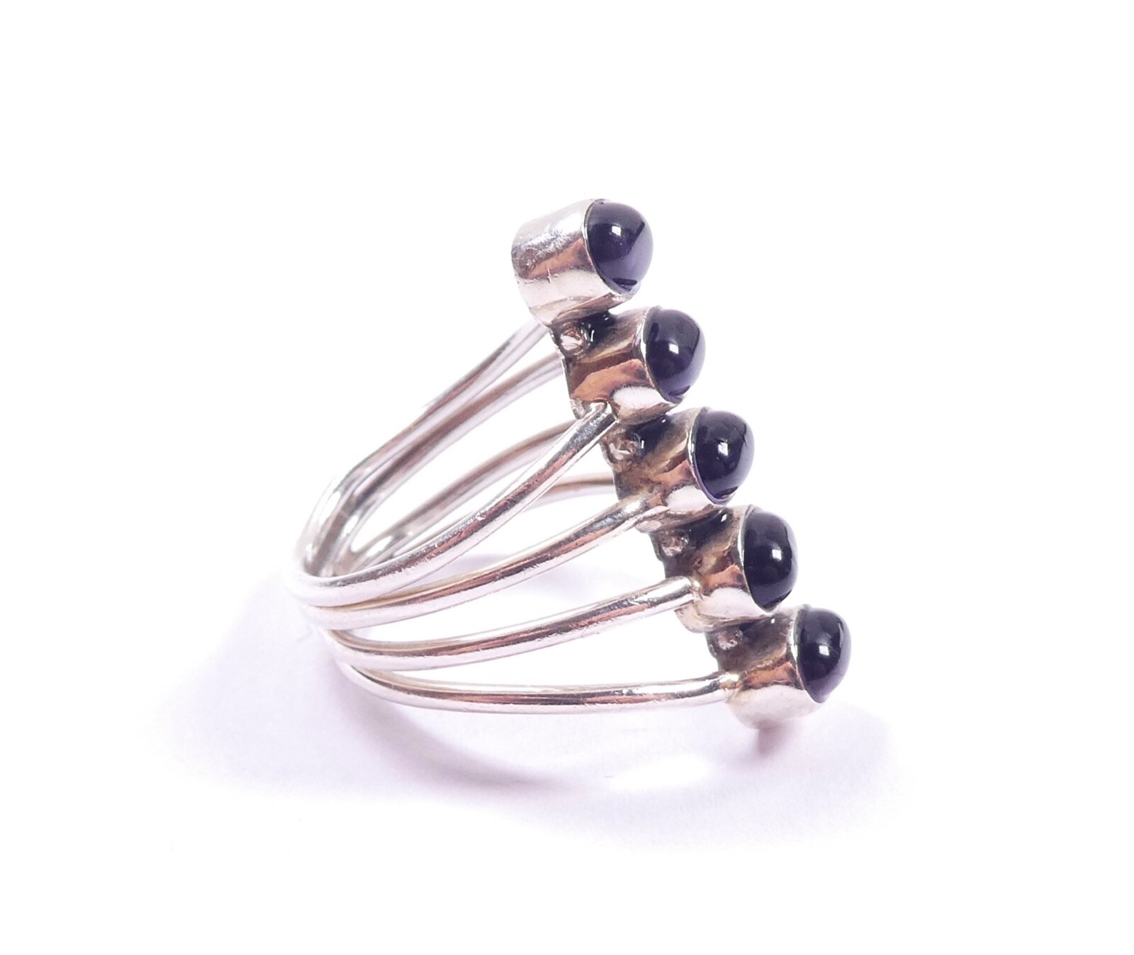 Amethyst Cabochon Stack Ring 925 Sterling Silver … - image 4