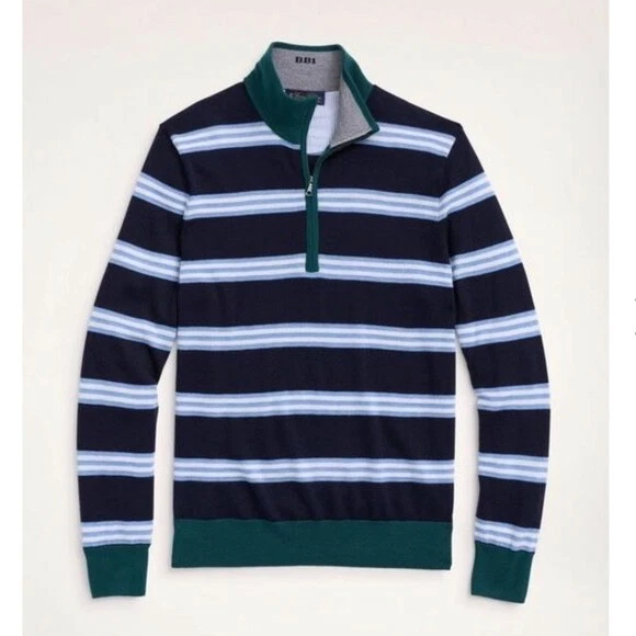Brooks Brothers 100% Merino Wool Quarter Zip Sweater XL Elevated Old Money Golf