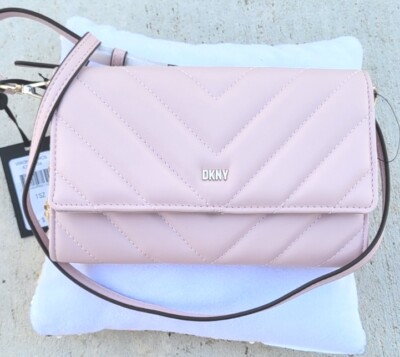 DKNY VERONICA WALLET ON STRING CROSSBODY PURSE CLUTCH Light Pink