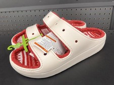 Crocs Classic Cozzzy Sandals Holiday Sweater Men  s 13 White Fuzzy Slipper