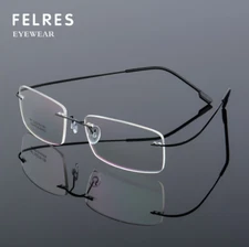 FELRES Unisex Metal Myopia Glasses Frame Frameless Optical Eyewear Frame New