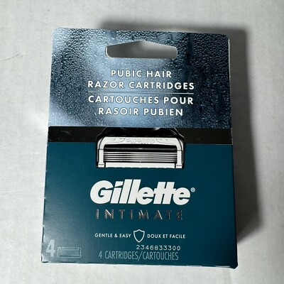 Gillette Intimate Pubic Hair Razor Cartridges 4 Razor Blade Refills New