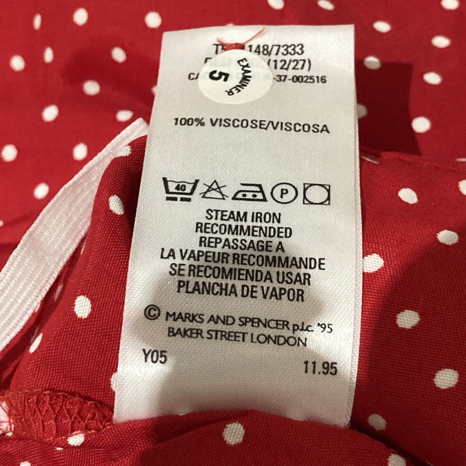 Vintage 1995 Red/White Spot M & S Skirt and Top, Size 12 UK, Made in UK 11