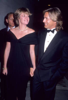 Melanie Griffith and actor Don Johnson attend the Dedication - 1989 Old Photo 5