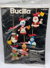 BUCILLA FELT JEWELED HOLIDAY CHRISTMAS ORNAMENTS MINI FIGURES KIT