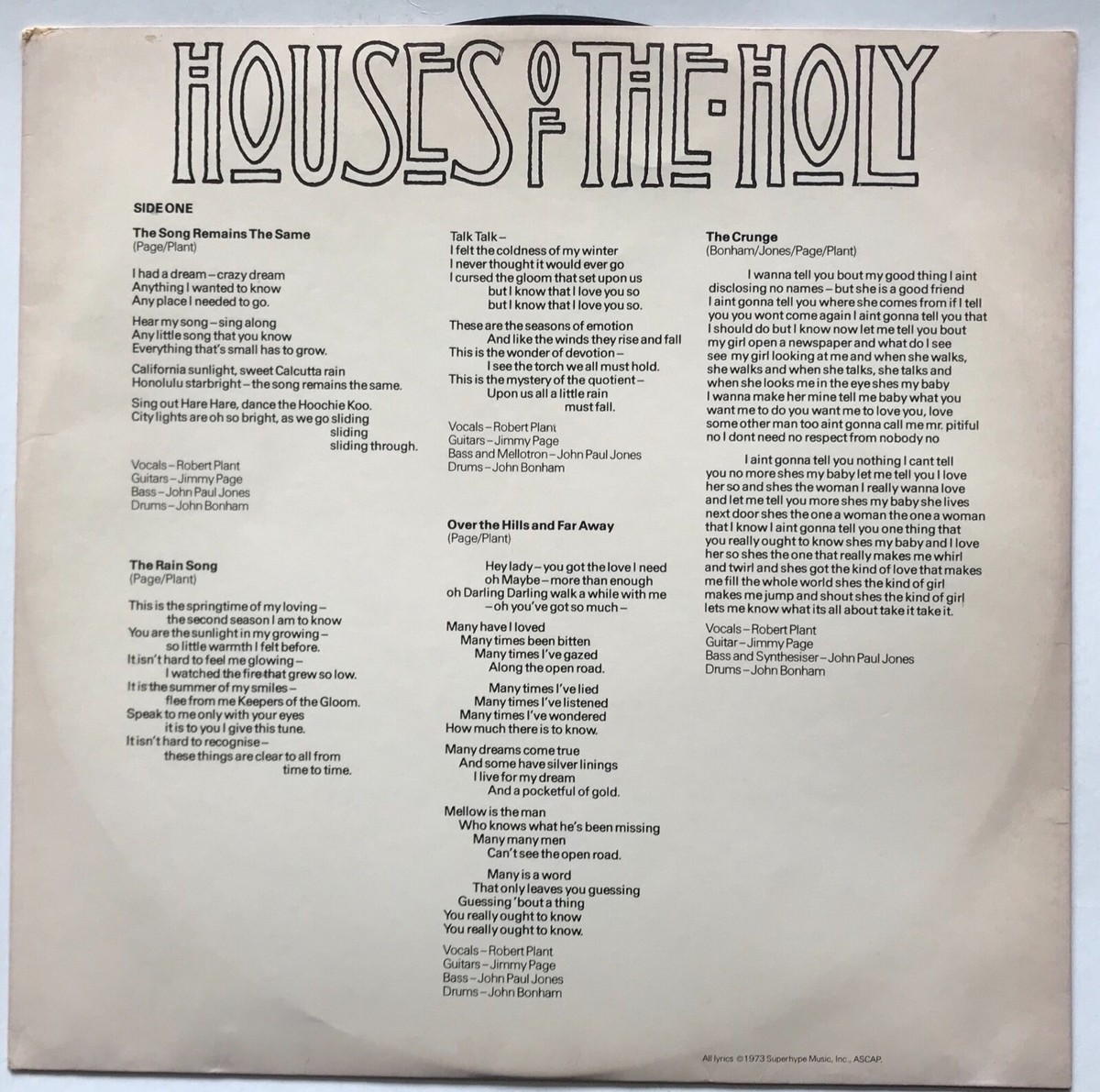 Led Zeppelin - Houses Of The Holy - 1973 - STERLING RL COPY | eBay