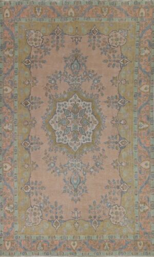 Vintage Over-Dyed Floral Tebriz Area Rug Evenly Low Pile Handmade Carpet 8'x12'