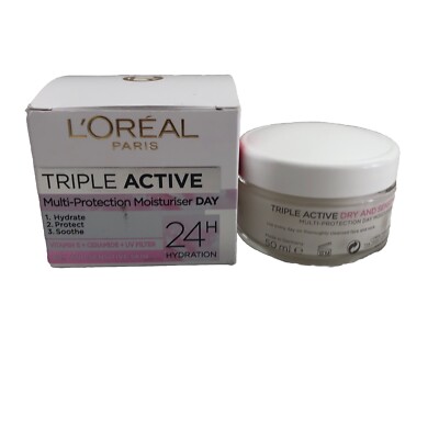 New L Oréal Triple Active 24Hr Day Moisturizer Sensitive Skin 50 ml