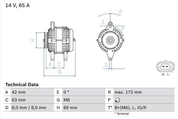 BOSCH 0 986 049 051 Alternator Service Replacement Fits Daewoo Matiz 0.8 1.0