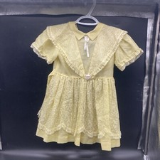 VTG Hand Made Yellow with Lace Childs Dress Size 4