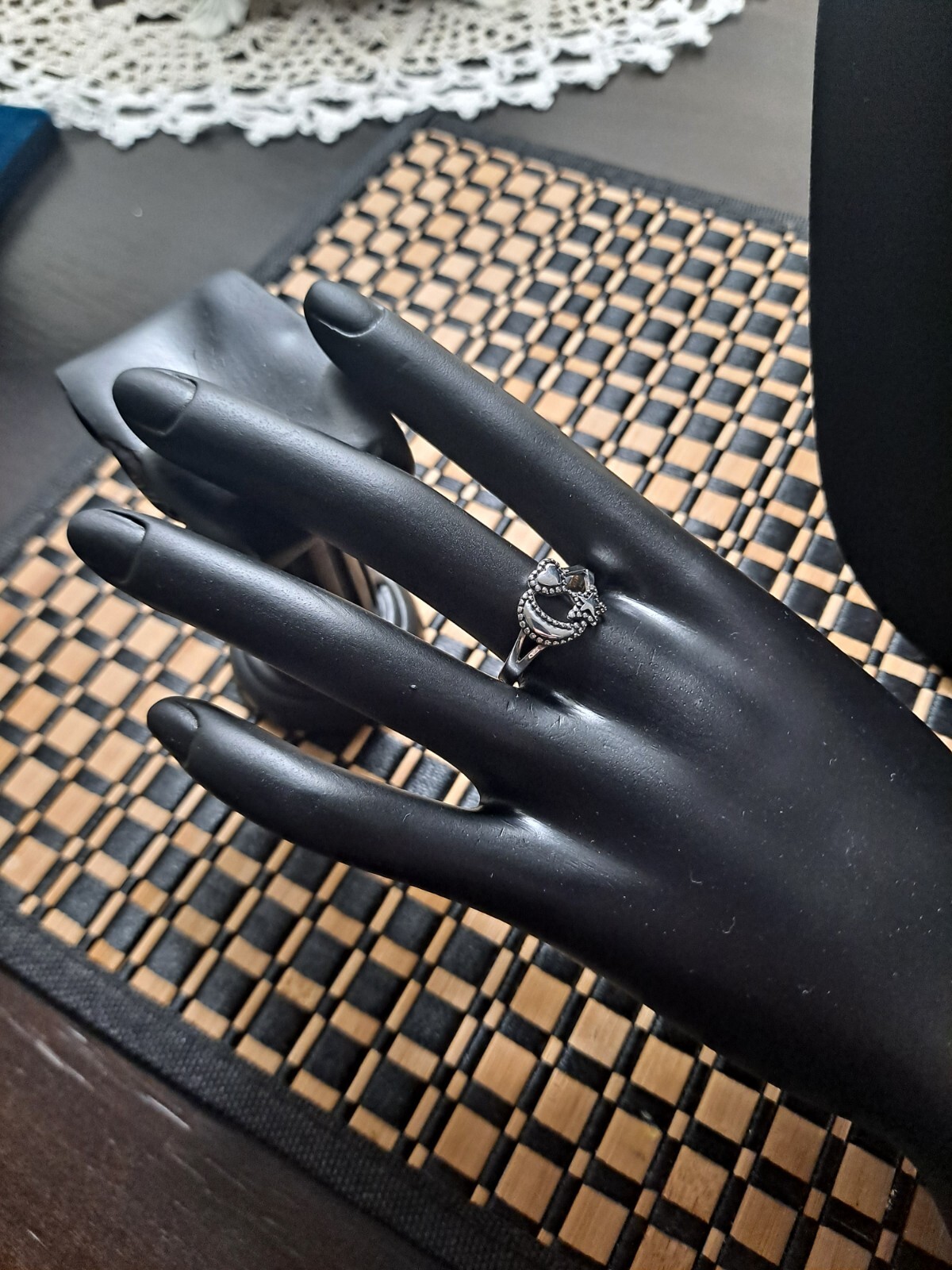 Sterling Silver Celestial Moon Star And Heart Ring - image 3