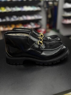 GUCCI  Shearling Mens Black Horsebit Loafer Boots Size 10G / 10.5 US $1200