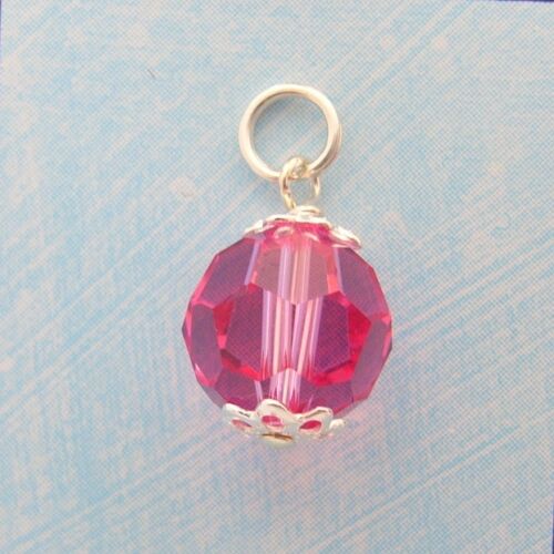 STERLING SILVER 10MM CRYSTAL PENDANT OCTOBER BIRTHSTONE - Picture 1 of 1
