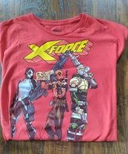 Marvel X-FORCE Deadpool Cable Domino Red T-Shirt 2X/2XG  50-52