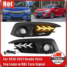 LED Daytime Running Light DRL Fog Lamp w/Turn Signal For 2016-2018 Honda Civic