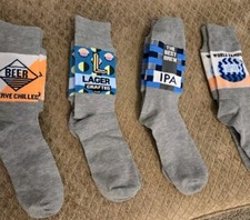 Beer Themed Novelty Socks 4 Pack Double Sided Design One Size Unisex