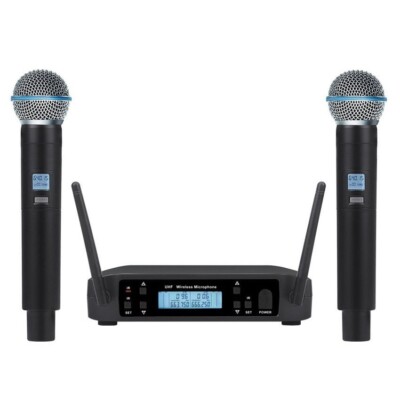 Dual Channel UHF Wireless Microphone System Handheld Mic