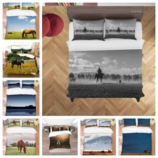 3D Horse Grass Tree Landscape Quilt Cover Duvet Cover Comforter set