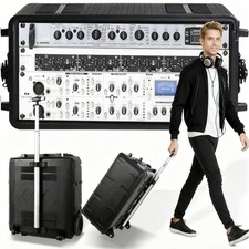 4U Rack Case Shallow 12" Depth,19" Rackmount Flight Cases w/Pull Handle  Wheels