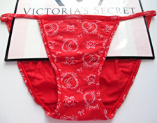 VICTORIA'S SECRET PINK Cotton String Bikini Panty VS Red Doile S M L XL NWT