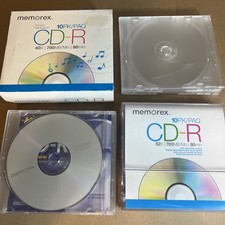 Memorex CD-R 10 pk 52x  40x 700 mbps 80 minute blank CD with Cases 14 
