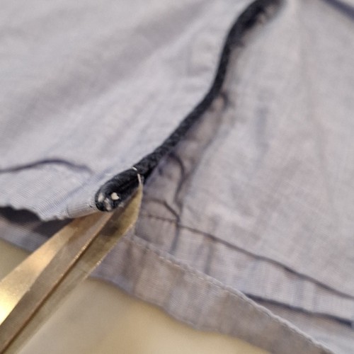 J. Pigiama Crew blu chiaro Chambray camicia blu navy bordo corda accenti donna taglia Lg preppy - Foto 4 di 7