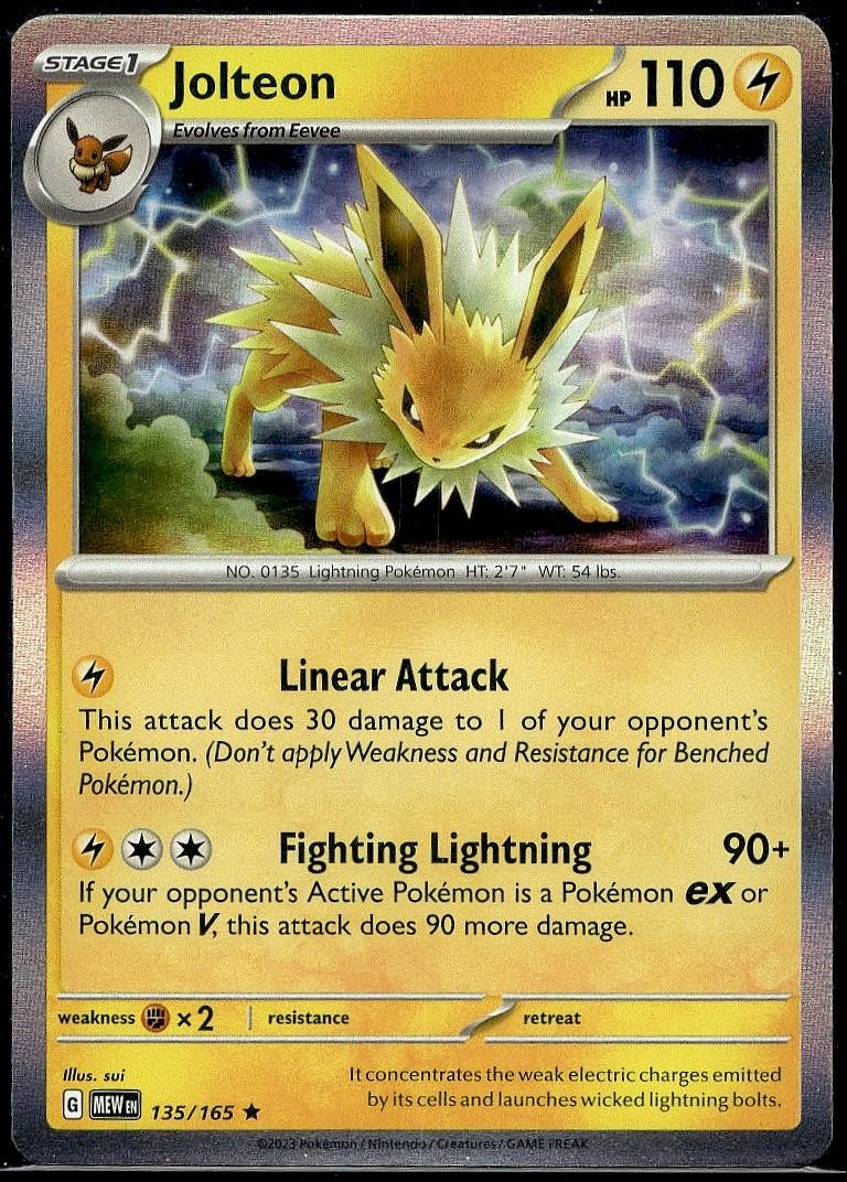 Jolteon 135/165 Rare 151 Pokemon Holo Lightly Played