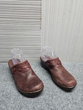 Zuecos Clarks Marion Coreen para mujer 8,5 marrón sin cordones cuero cuña zapatos cómodos