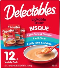 Delectables Bisque Lickable Wet Cat Treats - 1.4 Ounce Pack of 12 ,