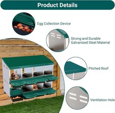 Chicken Nesting Box 8/10 Compartments Chicken Laying Boxes Coop with Lid Cover