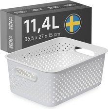 Image of SmartStore Storage Basket with Handles in White 11.4L (36.5x27x15cm) | Plastic
