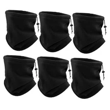 Wheebo 6 Pieces Winter Fleece Neck Warmer For Men Women Cold Weather Neck Black