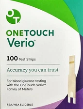 OneTouch Verio 100 Test Strips, Exp 12-31-2026, New, Sealed, Mint, Ships in Box