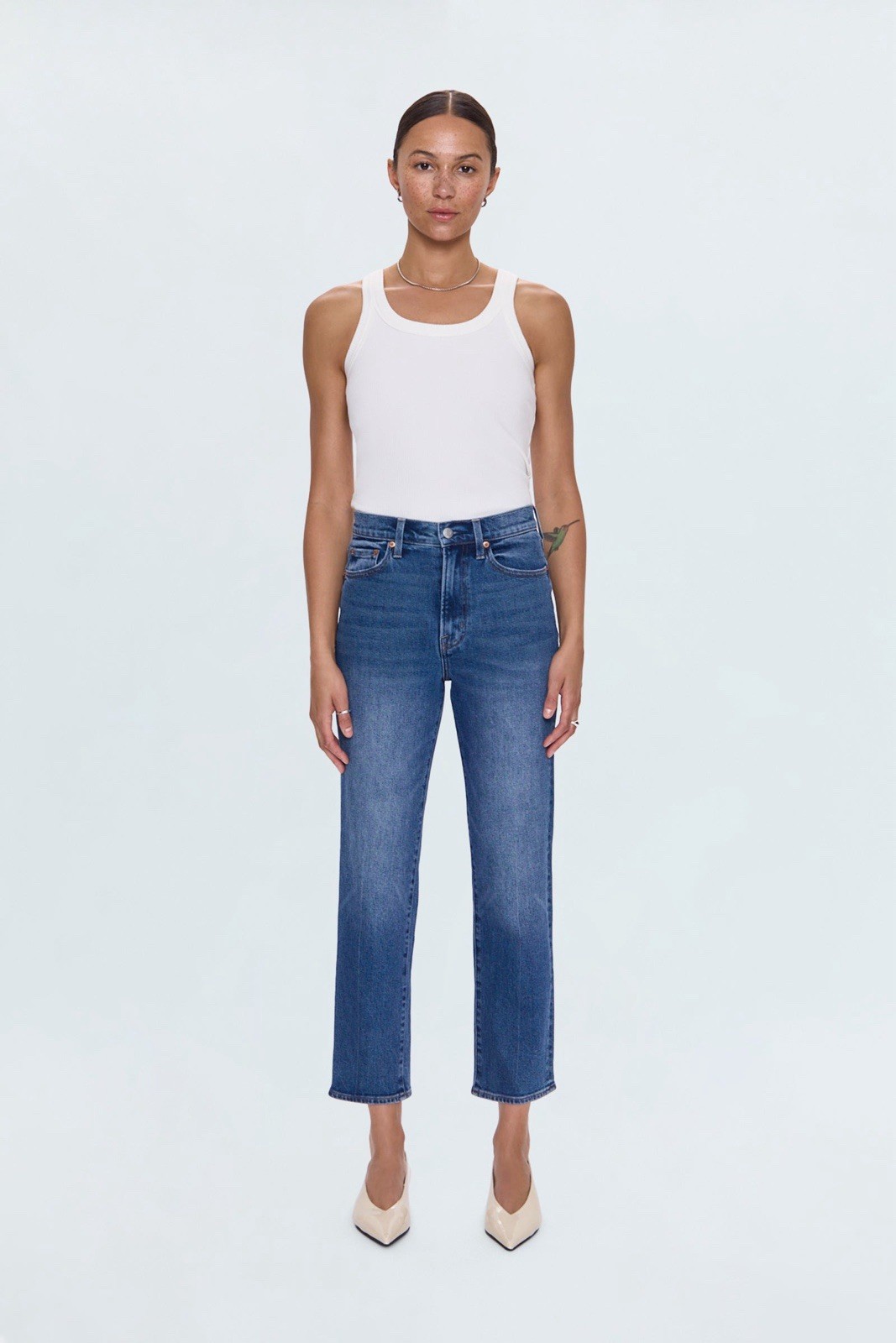 Pistola Charlie High Rise Straight Ankle Jean Augustus Medium Wash 29 8 Denim