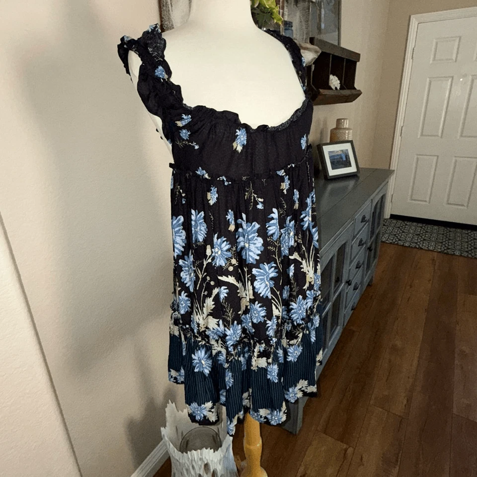 Free People Intimately Womens Bali Wild Daisy Slip Mini Dress Black Combo Medium - Image 3 of 4
