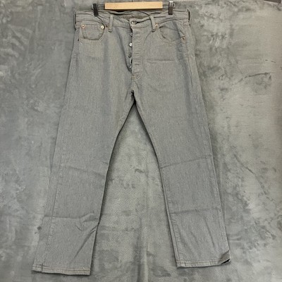 Levi s 501 Original Fit Straight Regular Jeans W36 L32 Grey Stretch Denim