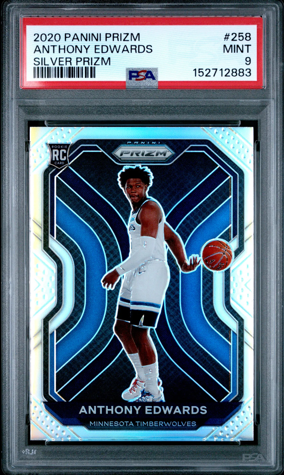 PSA 9 2020 Panini Prizm Anthony Edwards Silver Rookie RC #258