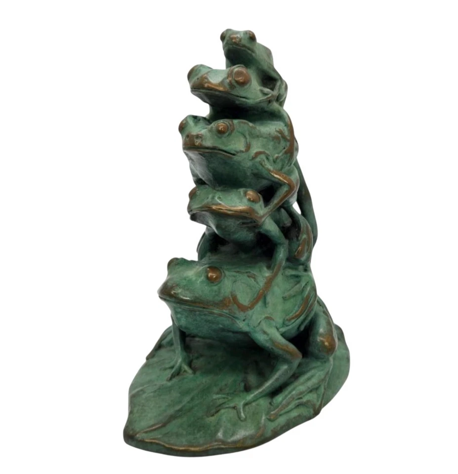 Escultura de ranas apiladas de bronce Pozycinski Studios edición limitada 1999 67/500 Foto 2 de 4