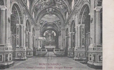 CARTOLINA  MONTECASSINO FROSINONE LAZIO CHIESA CATTEDRALE (1600) VIAGGATA 1908