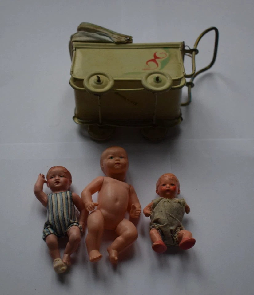 Landau de poupée ancien. 1930. 2 x Baigneurs Petitcollin. Tête d'aigle. - Photo 2/4