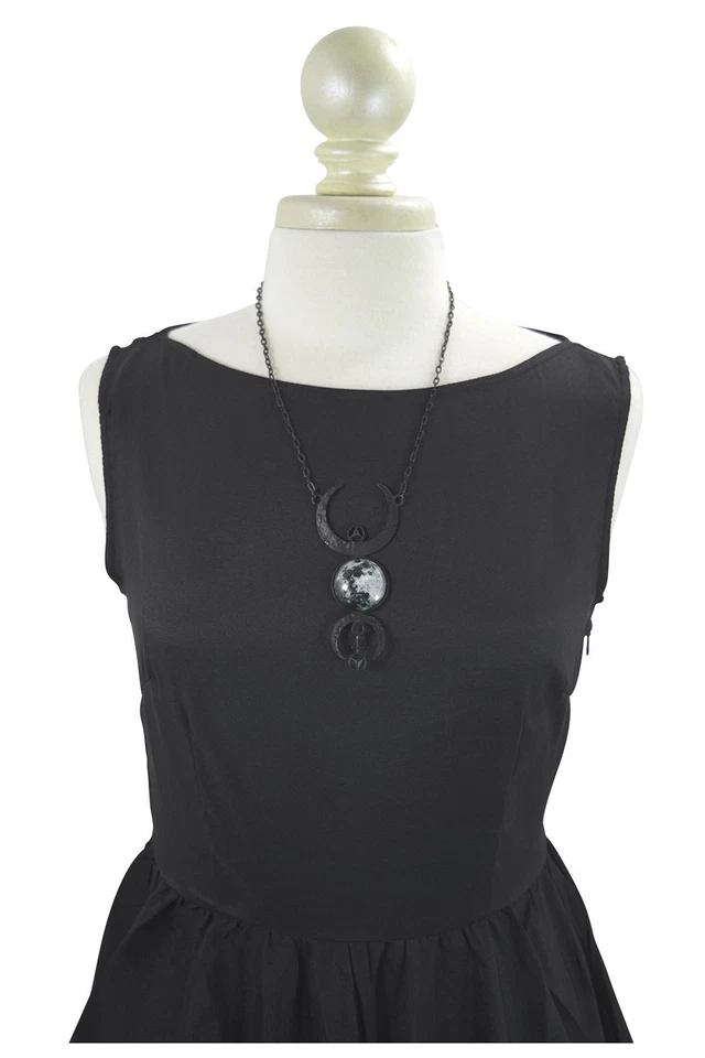 Collar Colgante Restyle Gitano Gótico Magia Oscura Brujería Luna Llena Negra Foto 3 de 3