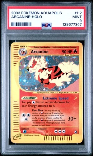 2003 POKEMON AQUAPOLIS #H2 ARCANINE-HOLO PSA 9