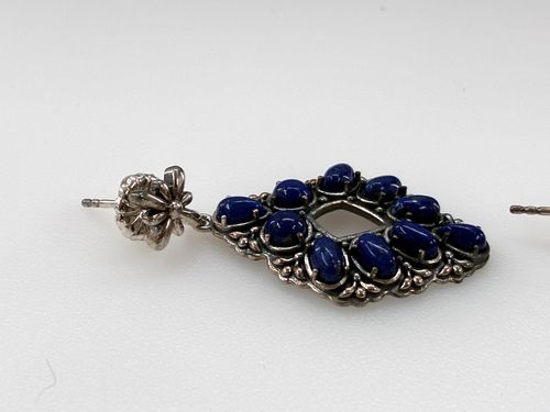 American West Carolyn Pollack Blue Lapis Sterling Silver Dangle Diamond Earrings - Bild 10 von 18