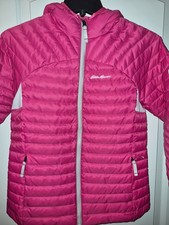Eddie Bauer FIRST ASCENT packable down jacket HOT PINK girls youth Size Large