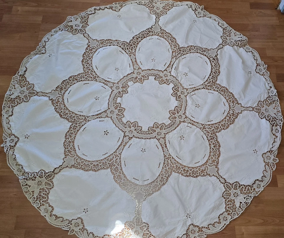 Lote 4 Manteles Vintage Battenberg Encaje Crochet Bordados Cottagecore Lino Foto 2 de 4